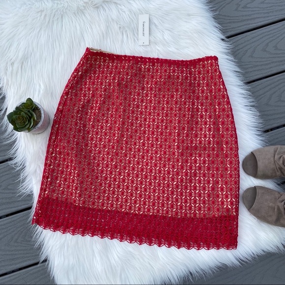 Dresses & Skirts - Red lace pencil skirt